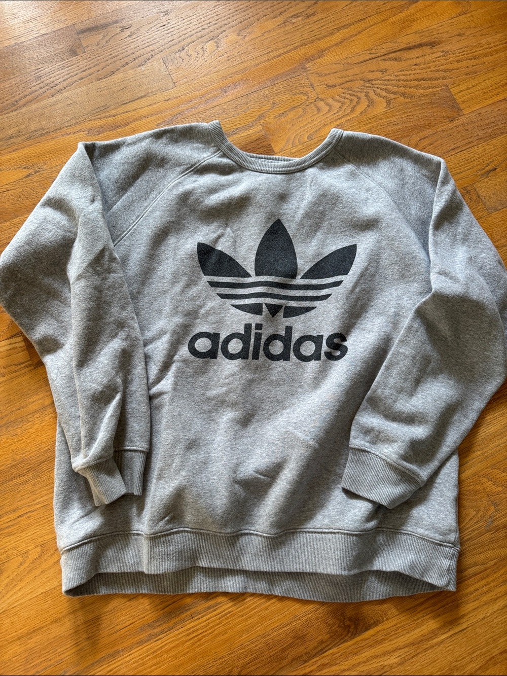 adidas Grey Crewneck with Black Trefoil Logo